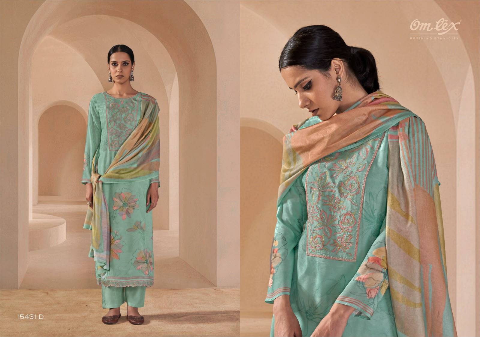 AFSEEN By Om Tex 15431 Series Beautiful Festive Suits Stylish Colorful Fancy Casual Wear & Ethnic Wear Muslin Silk Dresses At Wholesale Price
